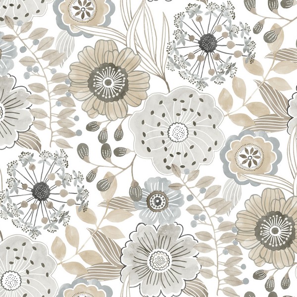 Artistic Bouquet Neutral Wallpaper