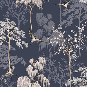 Asuka Blue Sparrow Forest Wallpaper