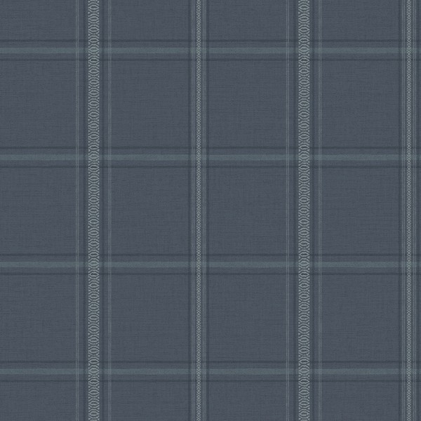 Auberge Dark Blue Plaid Wallpaper