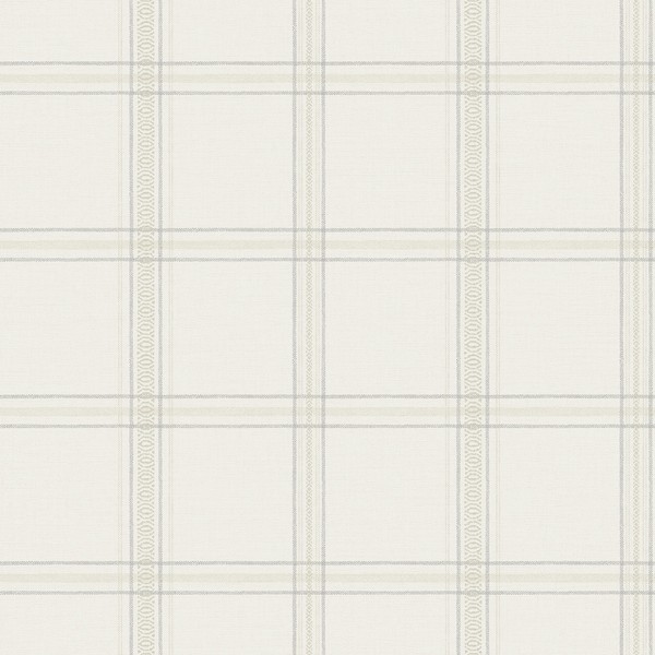 Auberge White Plaid Wallpaper