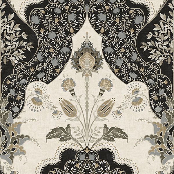 Auden Black Floral Grandeur Wallpaper