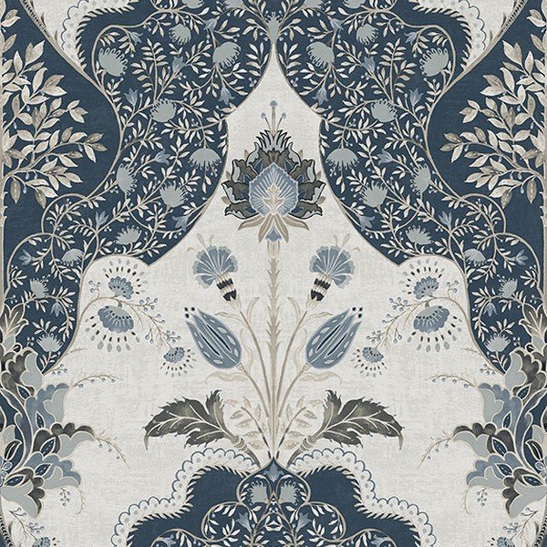 Auden Dark Blue Floral Grandeur Wallpaper