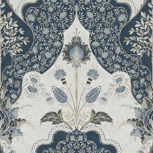 Auden Dark Blue Floral Grandeur Wallpaper