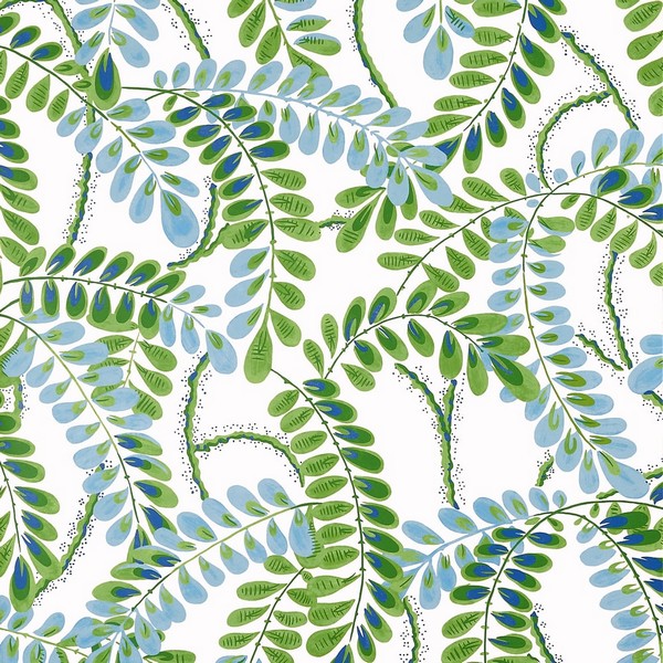 Augusta Blue and Green Wallpaper