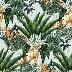 Augustus Aqua Jungle Cheetah Wallpaper