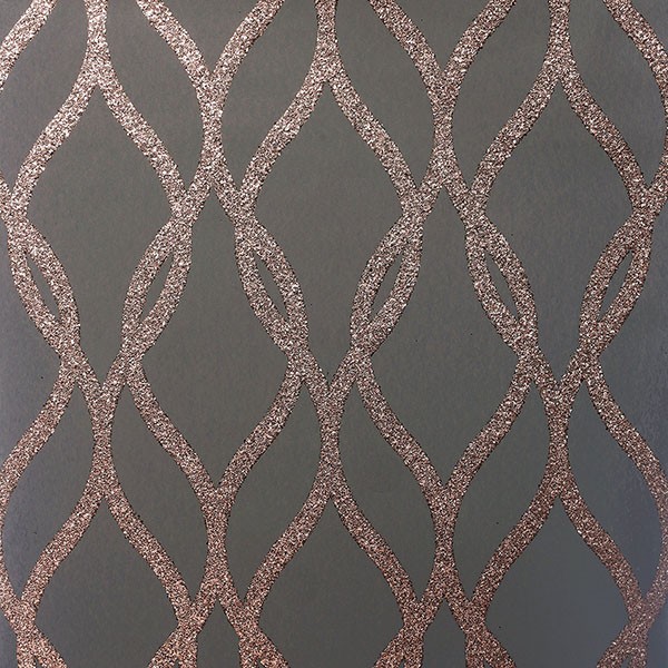 Ava Rose Gold Glittering Ogee Wallpaper