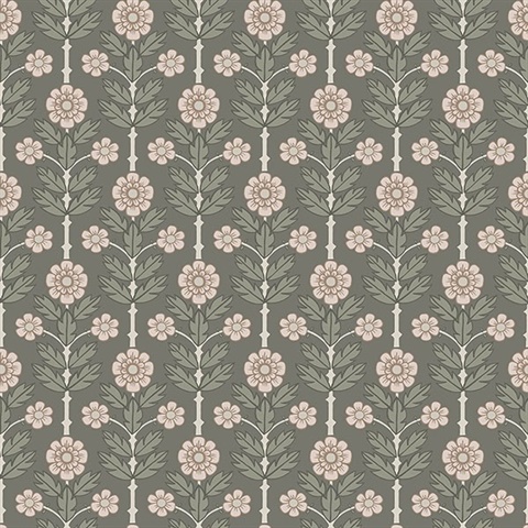 Aya Grey Floral Wallpaper