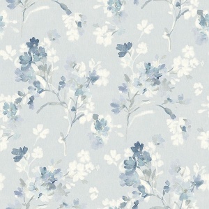 Azalea Light Blue Floral Branches Wallpaper