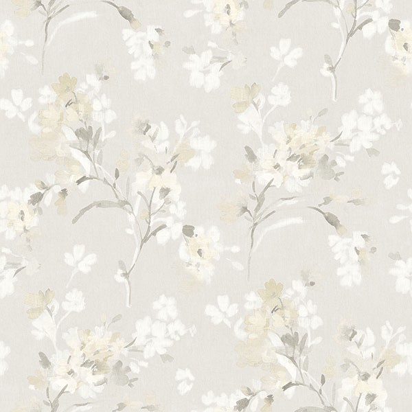 Azalea Neutral Floral Branches Wallpaper