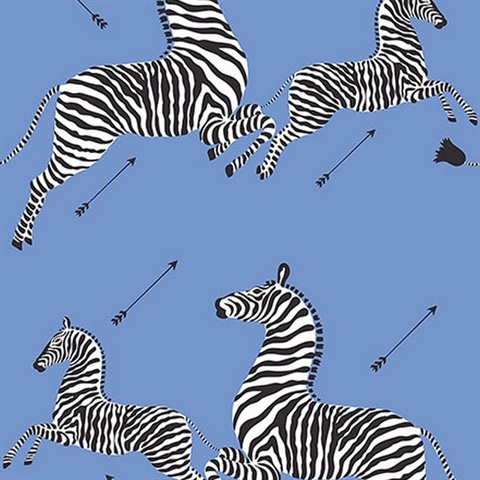Azure Zebra Safari Peel & Stick Wallpaper