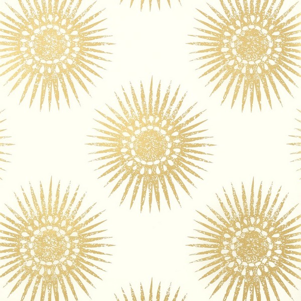 Bahia Metallic Gold on Cream Wallpaper