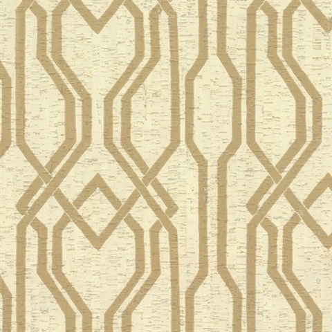 Organic Cork Prints Balanced Trellis Wallpaper