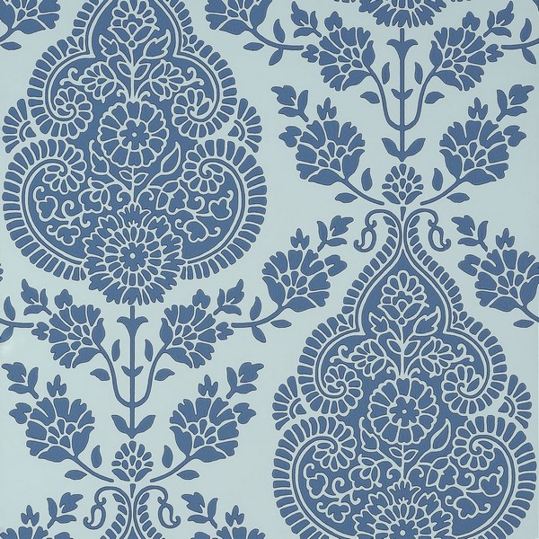 Balmuccia Damask Blue Wallpaper