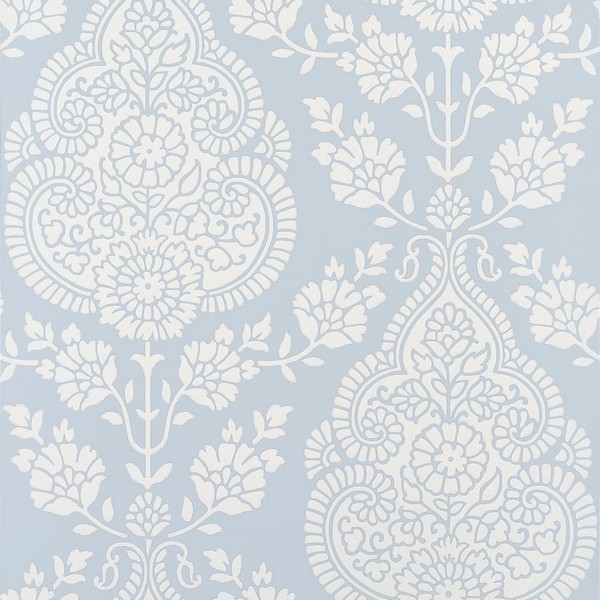 Balmuccia Damask Soft Blue Wallpaper