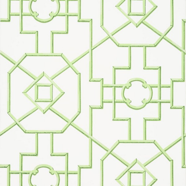 Bamboo Lattice Green Wallpaper