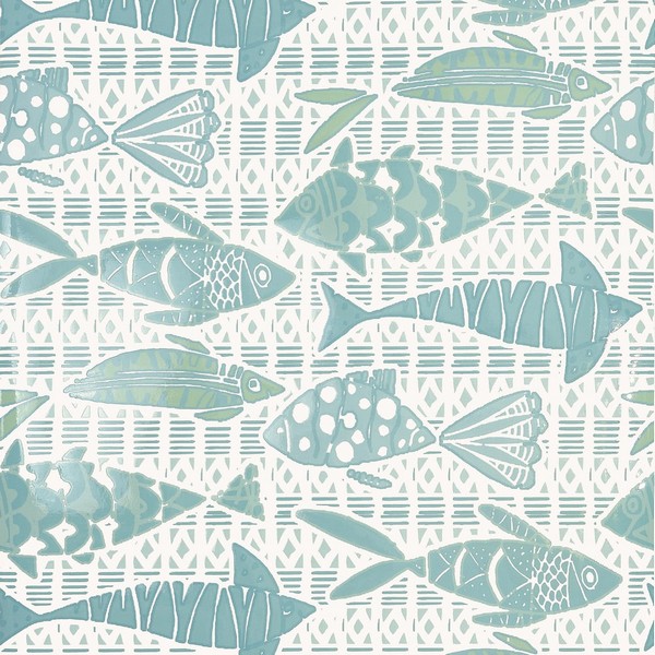 Batik Fish Spa Blue Wallpaper
