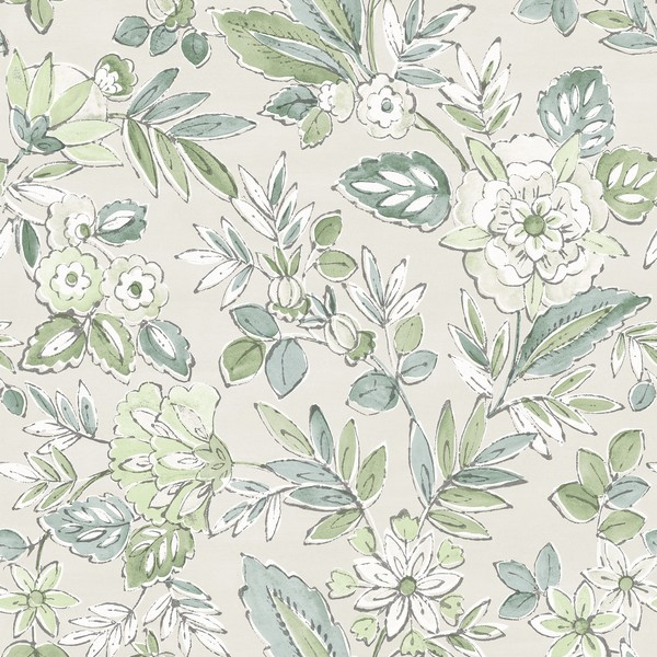 Begonia Sea Green Floral Trail Wallpaper