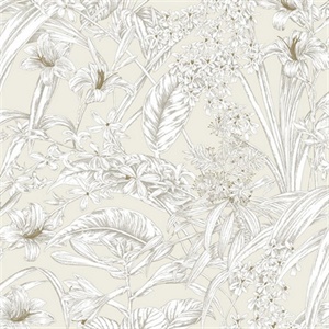 Beige & Taupe Orchid Conservatory Toile Wallpaper