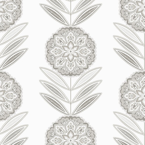 Belle Floral Stripe Smoke Wallpaper