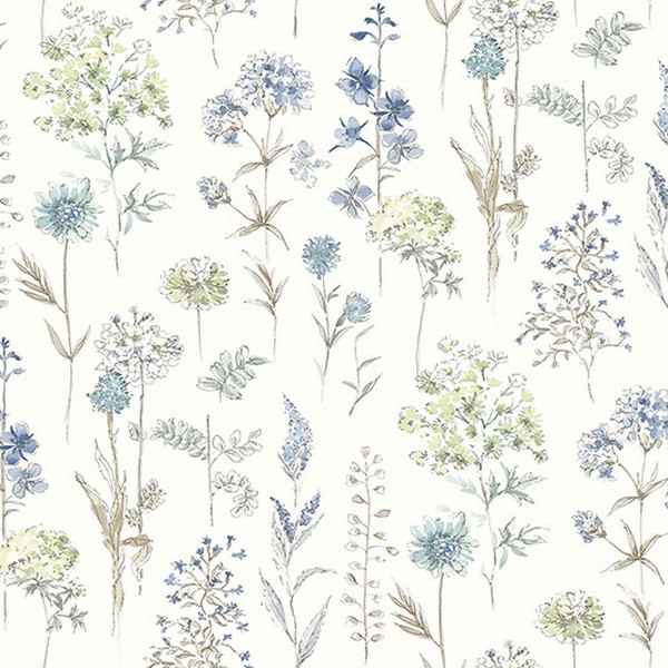 Bergamot Sea Green Wildflower Wallpaper