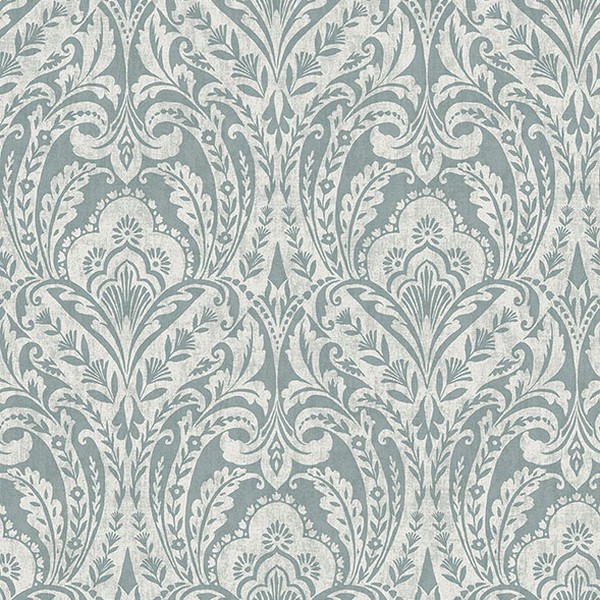 Berkshire Denim Damask Wallpaper