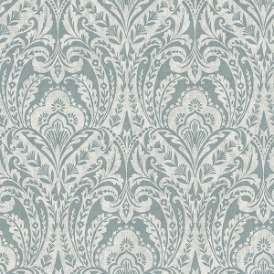 Berkshire Denim Damask Wallpaper