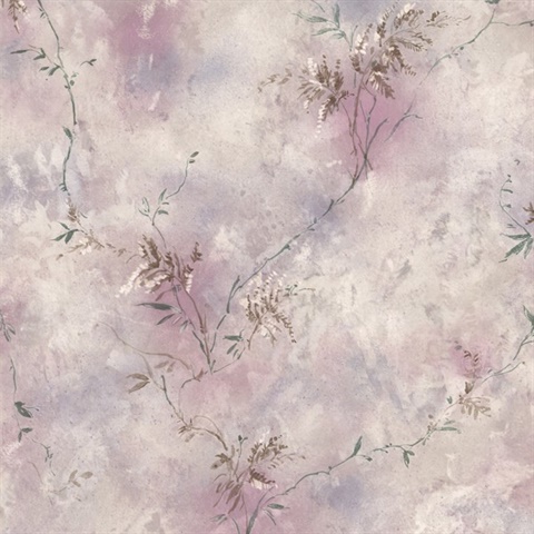 Bertrand Purple Satin Fern Texture Wallpaper