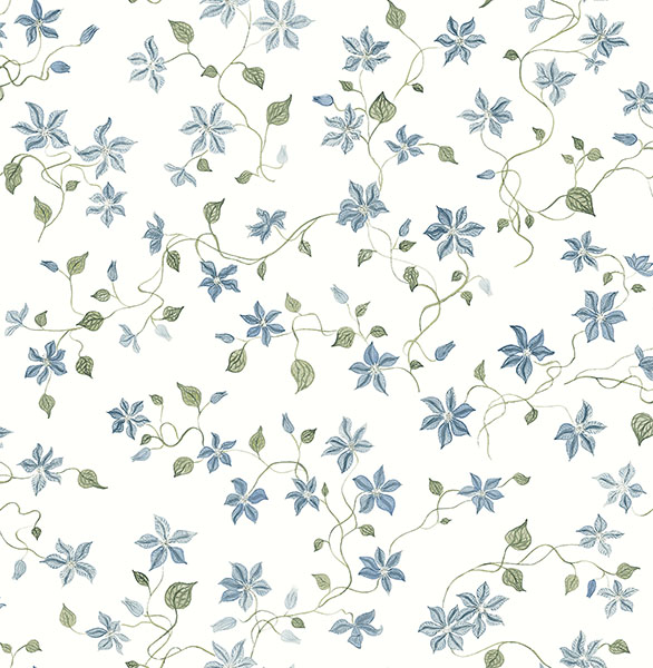 Betsy Blue Heather Floral Trail Wallpaper