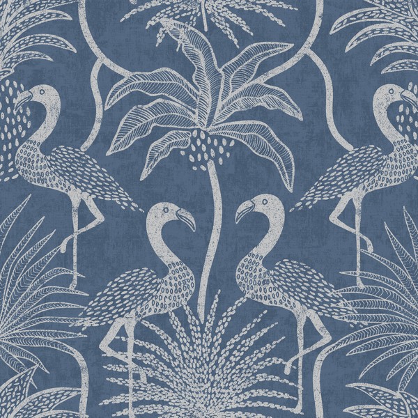 Biscayne Navy Flamingo Beach Wallpaper