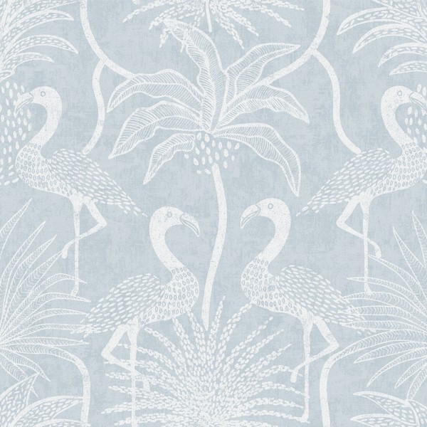 Biscayne Sky Blue Flamingo Beach Wallpaper