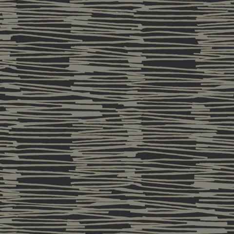 Black & Gold Water Reed Thatch Wallpaper