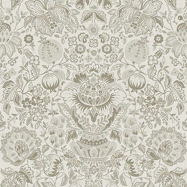 Blanche Neutral Floral Damask Wallpaper
