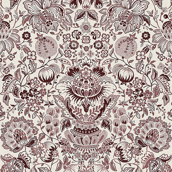 Blanche Plum Floral Damask Wallpaper