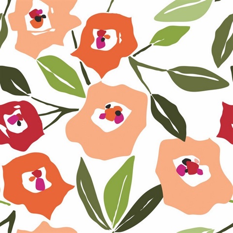 Block Print Blooms Peel & Stick Wallpaper