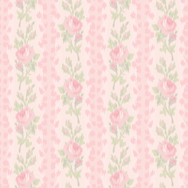 Blooming Heirloom Strawberry Macaron Rose Stripe Wallpaper