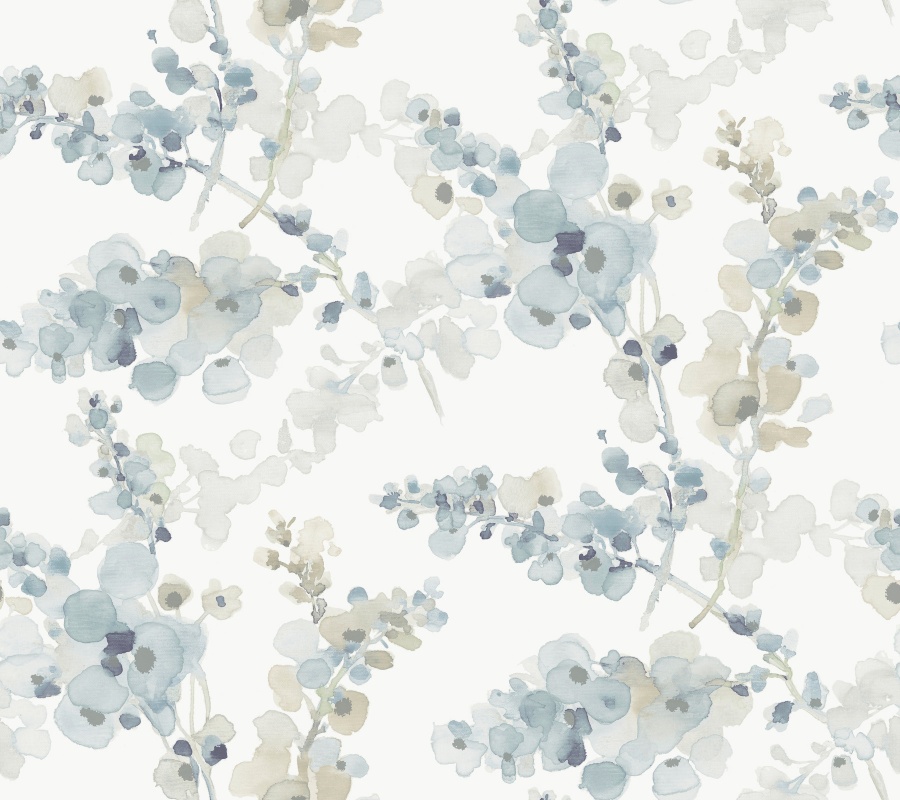 Blossom Fling Blue Peel & Stick Wallpaper