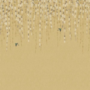 Blossom Mural Gold Wallpaper