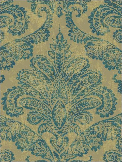 Blue and Gold Damask