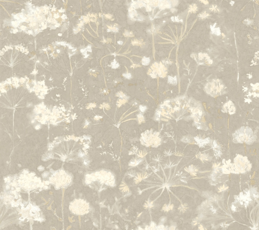 Botanical Fantasy Soft Taupe Peel & Stick Wallpaper