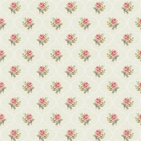 Bouquet Trellis Floral Wallpaper