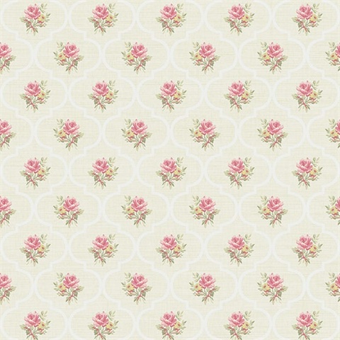 Bouquet Trellis Floral Wallpaper