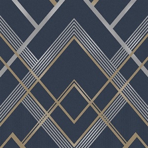 Bradford Navy Geometric Wallpaper