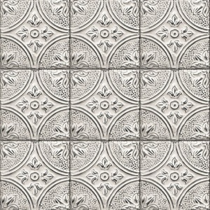 Brasserie Silver Tin Ceiling Tile Wallpaper