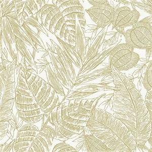 Brentwood Yellow Palm Leaves Wallpaper by Scott Living
