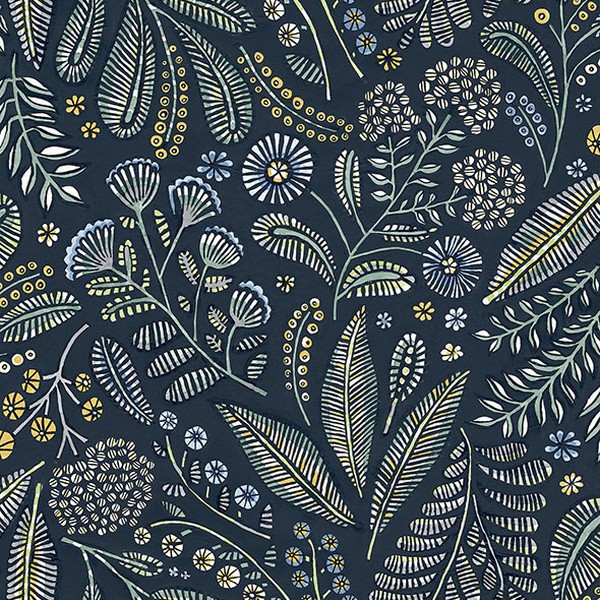 Briar Navy Floral Wallpaper