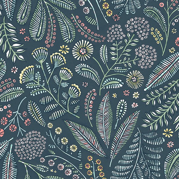 Briar Teal Floral Wallpaper