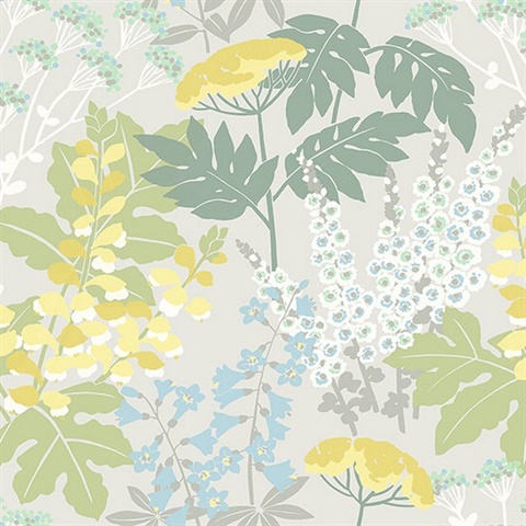 Brie Pastel Forest Flowers Wallpaper