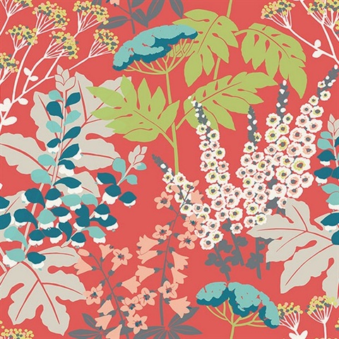 Brie Red Forest Flowers Wallpaper