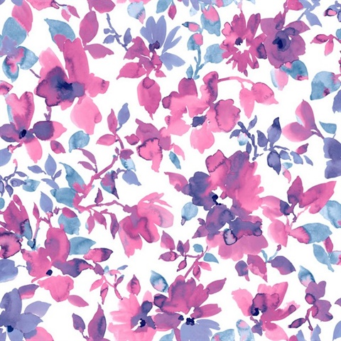 Bright Watercolor Floral P &amp; S Wallpaper