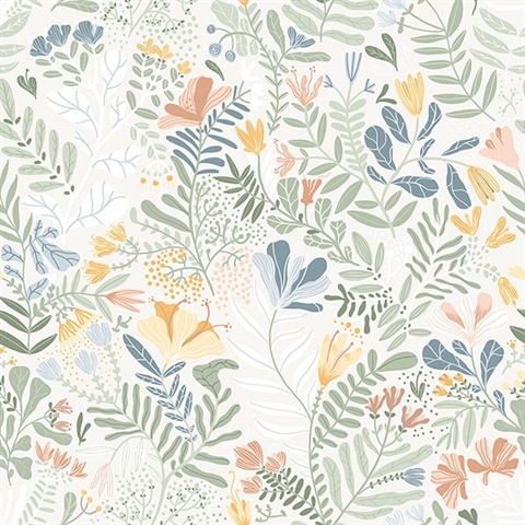 Brittsommar Seafoam Woodland Floral Wallpaper